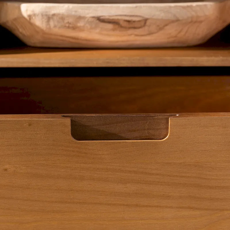 Walnut / Caramel / White Mid-Century TV Stand, Fits TVs up to 80"