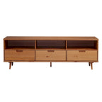 Walnut / Caramel / White Mid-Century TV Stand, Fits TVs up to 80"
