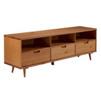 Walnut / Caramel / White Mid-Century TV Stand, Fits TVs up to 80"