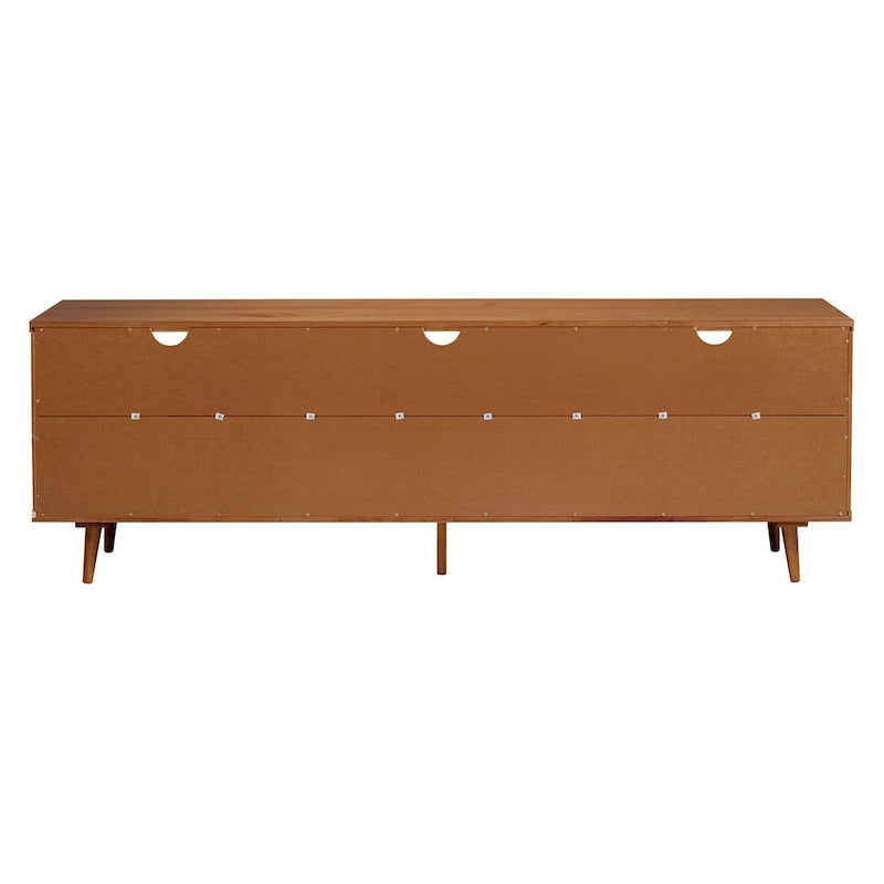 Walnut / Caramel / White Mid-Century TV Stand, Fits TVs up to 80"