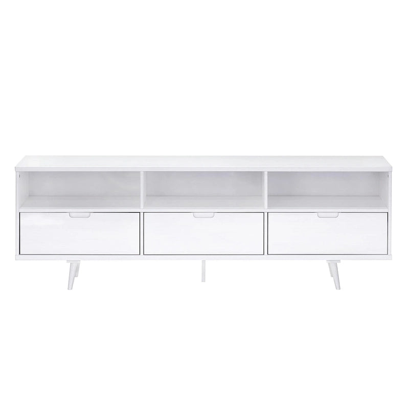 Walnut / Caramel / White Mid-Century TV Stand, Fits TVs up to 80"