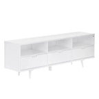 Walnut / Caramel / White Mid-Century TV Stand, Fits TVs up to 80"