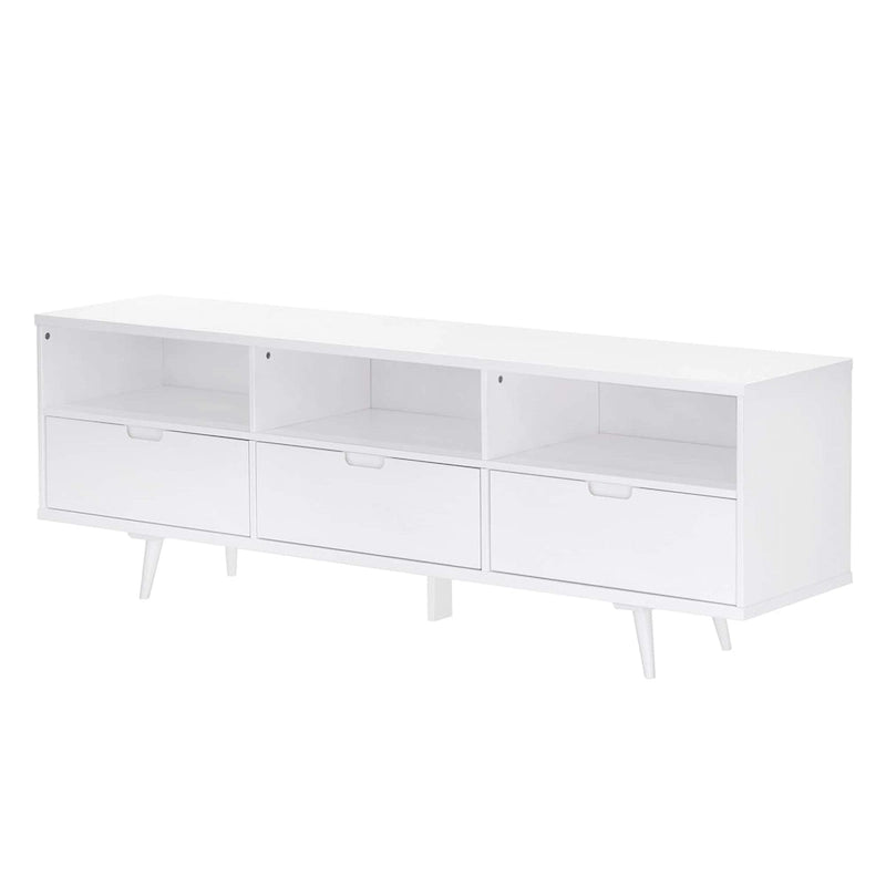 Walnut / Caramel / White Mid-Century TV Stand, Fits TVs up to 80"