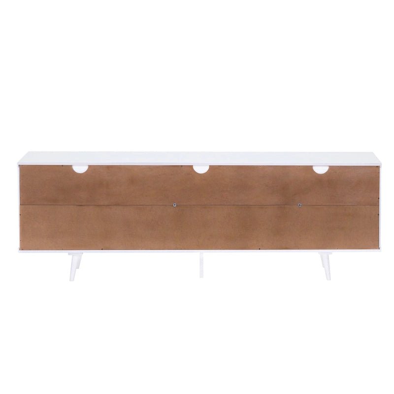 Walnut / Caramel / White Mid-Century TV Stand, Fits TVs up to 80"