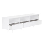 Walnut / Caramel / White Mid-Century TV Stand, Fits TVs up to 80"