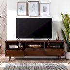 Walnut / Caramel / White Mid-Century TV Stand, Fits TVs up to 80"
