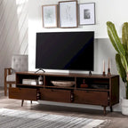 Walnut / Caramel / White Mid-Century TV Stand, Fits TVs up to 80"