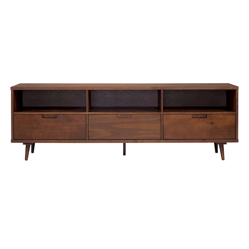 Walnut / Caramel / White Mid-Century TV Stand, Fits TVs up to 80"