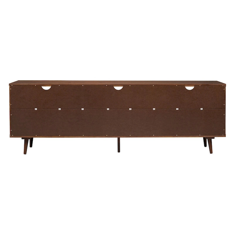 Walnut / Caramel / White Mid-Century TV Stand, Fits TVs up to 80"