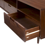 Walnut / Caramel / White Mid-Century TV Stand, Fits TVs up to 80"