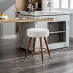 White Boucle Swivel Counter Stool, Single Seat