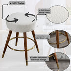 White Boucle Swivel Counter Stool, Single Seat