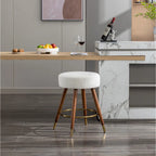 White Boucle Swivel Counter Stool, Single Seat