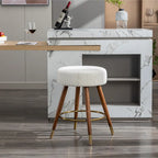 White Boucle Swivel Counter Stool, Single Seat