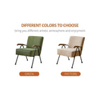 Green High-Back Accent Armchair with Metal Legs, Faux Leather, Single Seat