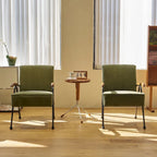 Green High-Back Accent Armchair with Metal Legs, Faux Leather, Single Seat