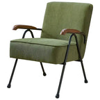 Green High-Back Accent Armchair with Metal Legs, Faux Leather, Single Seat