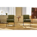 Green High-Back Accent Armchair with Metal Legs, Faux Leather, Single Seat