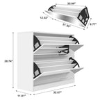 White Mirror-Door Shoe Cabinet, 6-Tier, Holds 18 Pairs