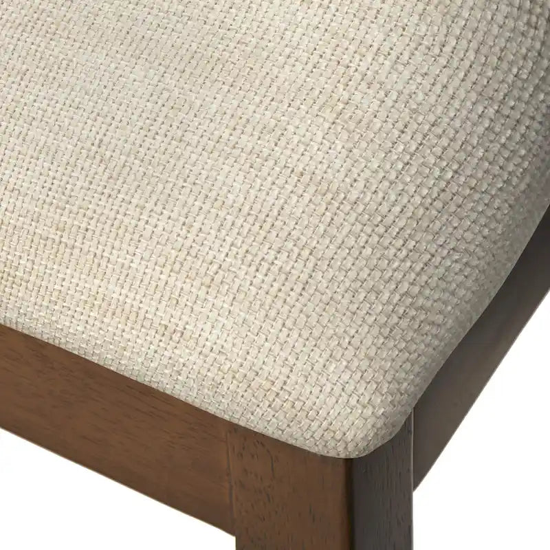 Walnut/Beige Cane Back Dining Chair, Mid-Century Style, Set of 2