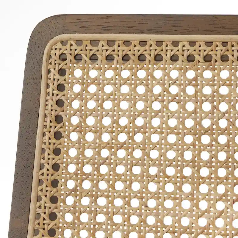 Walnut/Beige Cane Back Dining Chair, Mid-Century Style, Set of 2
