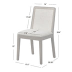 Walnut/Beige Cane Back Dining Chair, Mid-Century Style, Set of 2