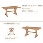 Natural / Beige+Grey 6-Piece Farmhouse Dining Set – Table, 4 Chairs & Bench (Seats 6)