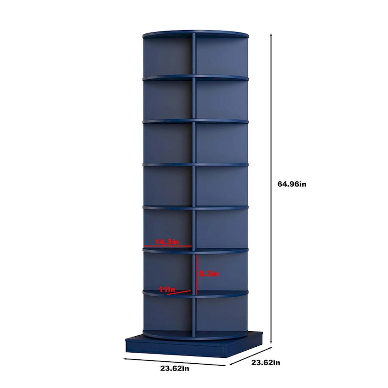 Meuble à chaussures rotatif à 360°, bleu marine/vert, 7 niveaux, jusqu'à 24 paires