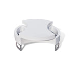 White & Chrome Rotating Storage Coffee Table, 1-Person Use