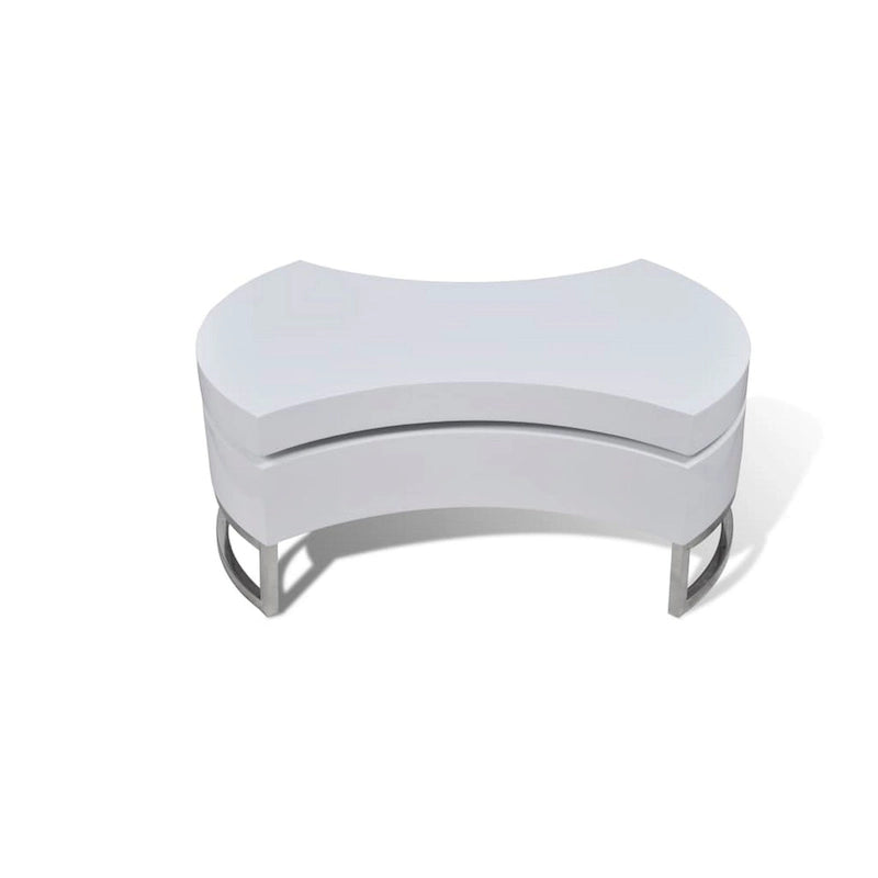 White & Chrome Rotating Storage Coffee Table, 1-Person Use
