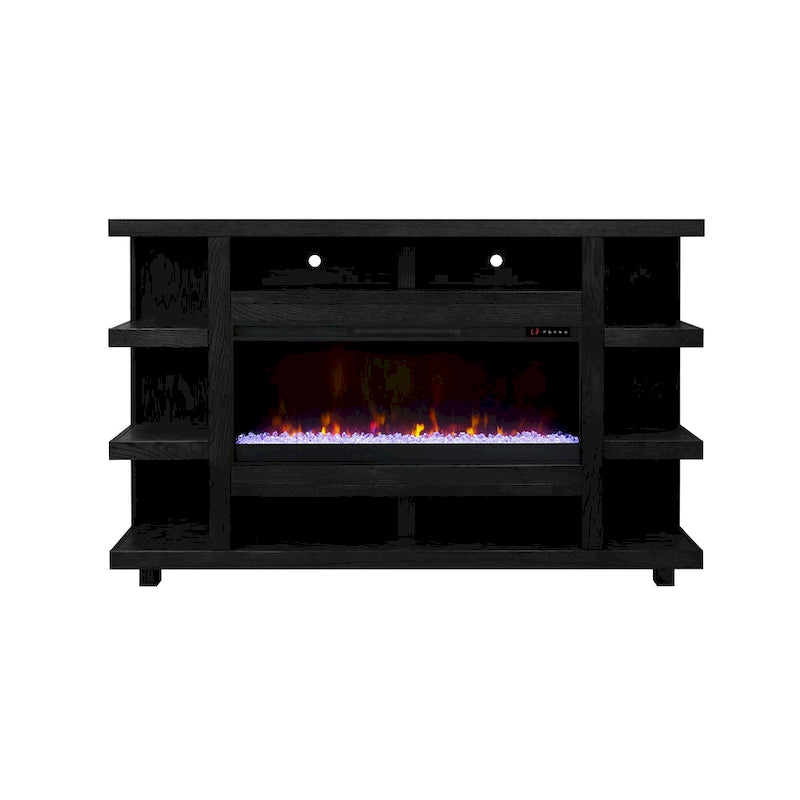 72" Electric Fireplace TV Console – Natural / Oak Bourbon / Clove, Modern Rustic Style, Single Room