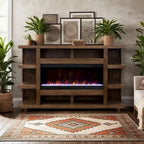 72" Electric Fireplace TV Console – Natural / Oak Bourbon / Clove, Modern Rustic Style, Single Room