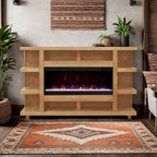 72" Electric Fireplace TV Console – Natural / Oak Bourbon / Clove, Modern Rustic Style, Single Room
