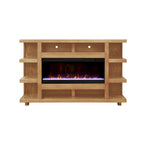 72" Electric Fireplace TV Console – Natural / Oak Bourbon / Clove, Modern Rustic Style, Single Room