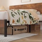 Brown Queen Bed Frame, Iron & MDF Headboard, 2-Person