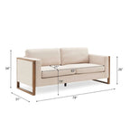 Taupe / White Modern 3-Seater Sofa with Solid Wood Legs