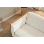 Taupe / White Modern 3-Seater Sofa with Solid Wood Legs