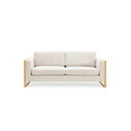Taupe / White Modern 3-Seater Sofa with Solid Wood Legs