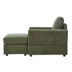 Grey Corduroy Club Chair with Ottoman, Single Seat