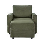 Grey Corduroy Club Chair with Ottoman, Single Seat