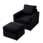 Grey Corduroy Club Chair with Ottoman, Single Seat