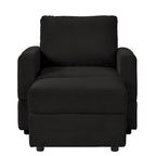 Grey Corduroy Club Chair with Ottoman, Single Seat