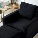 Grey Corduroy Club Chair with Ottoman, Single Seat