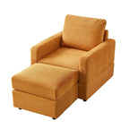 Grey Corduroy Club Chair with Ottoman, Single Seat