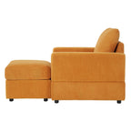 Grey Corduroy Club Chair with Ottoman, Single Seat