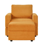 Grey Corduroy Club Chair with Ottoman, Single Seat