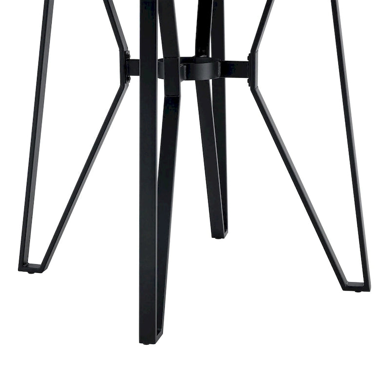 Light Ash / Brown Round Bar Table with Metal Base, Seats 4 | 46.5"W x 36"H