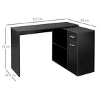 Black L-Shaped Corner Desk with Storage, Single-Person
