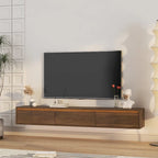 White High-Gloss Wall-Mounted TV Stand with LED Lights & Power Outlet – Single Unit