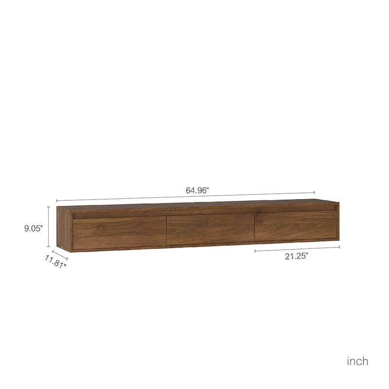 White High-Gloss Wall-Mounted TV Stand with LED Lights & Power Outlet – Single Unit